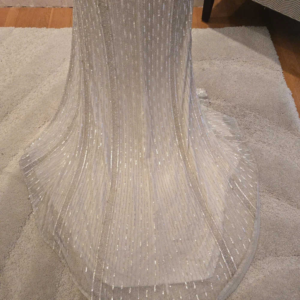 NEW AVA PRESLEY Strapless White And Silver Beaded/Sequin Prom Formal Gown Dress. - Picture 8 of 8